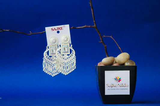 CHANDBALI SILVER JHUMKA