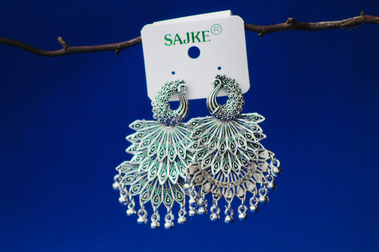 PEACOCK FEATHER DROP EARRINGS