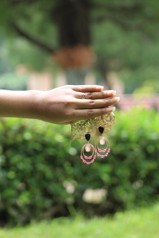 PINK TOPAZ STERLING SILVER MARQUIS EARINGS