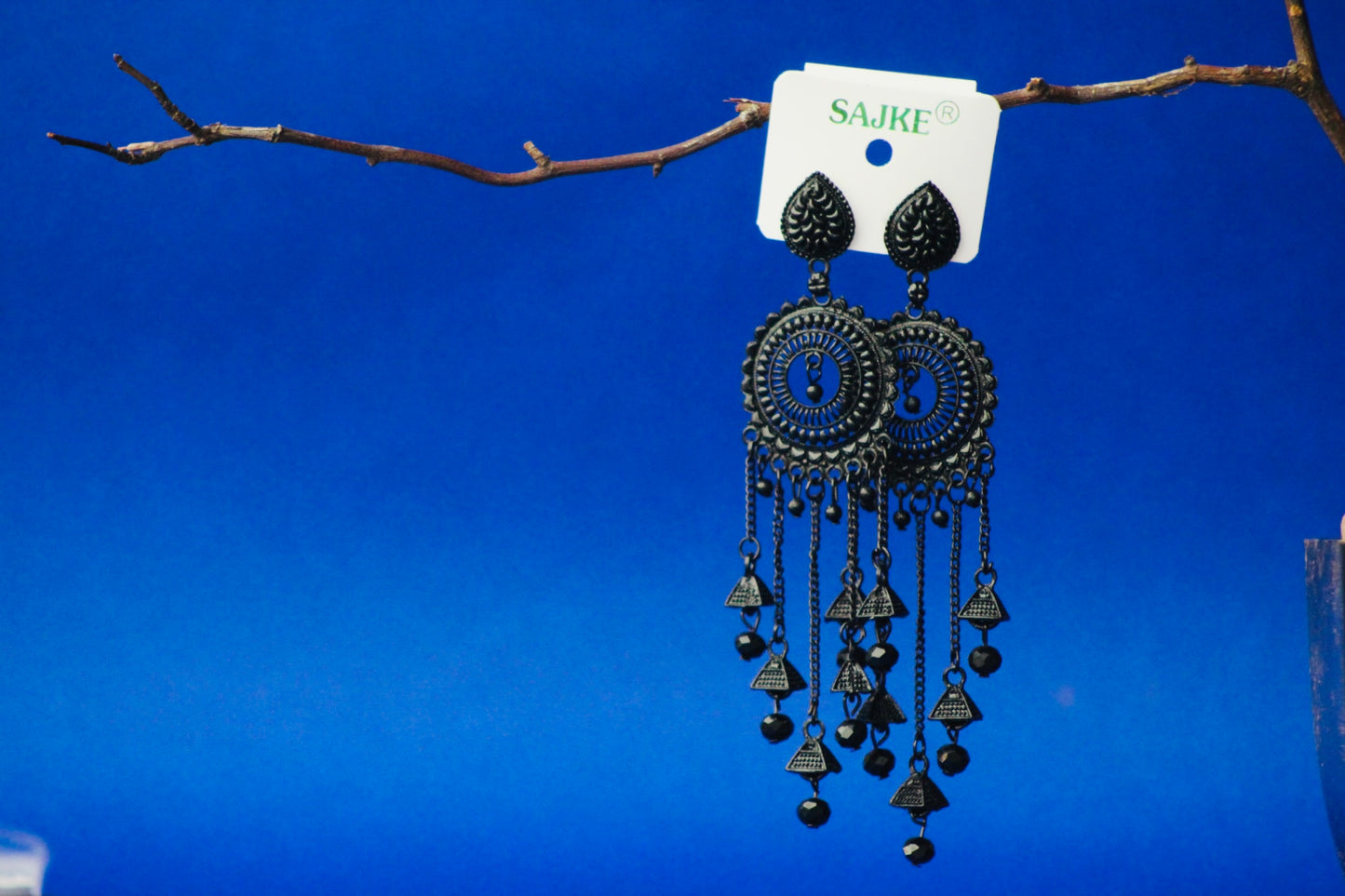BOHEMIAN BLACK OXIDIZED LONG EARRINGS