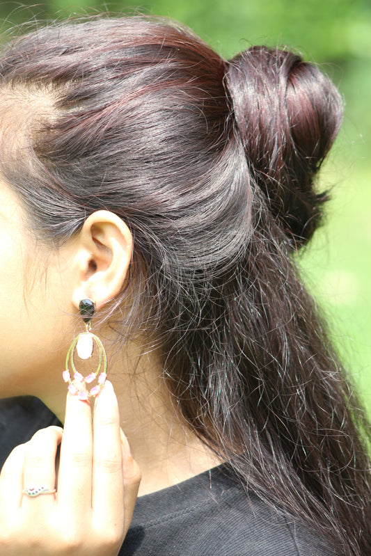 PINK TOPAZ STERLING SILVER MARQUIS EARINGS