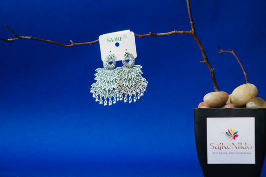 PEACOCK FEATHER DROP EARRINGS