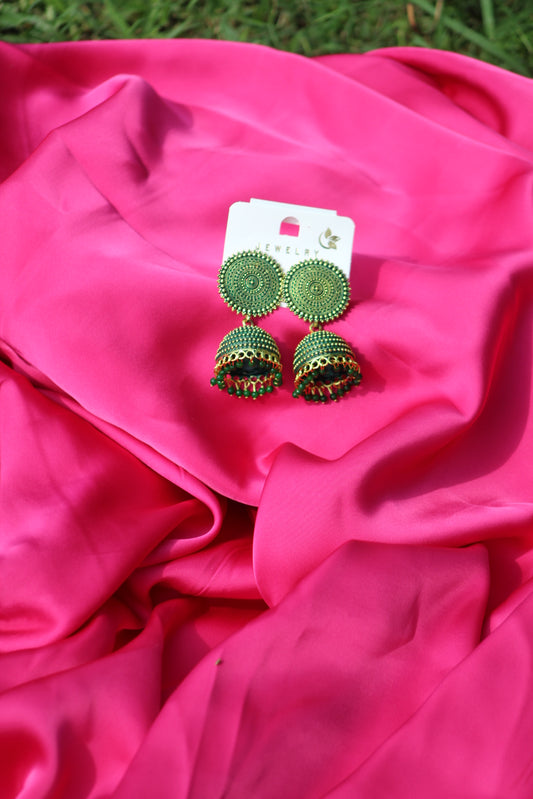Green Glow Jaipuri Jhumka