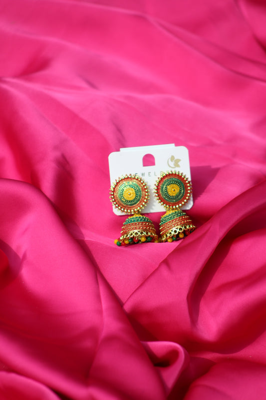 Royal Multicolour Jhumka Meenakari Look