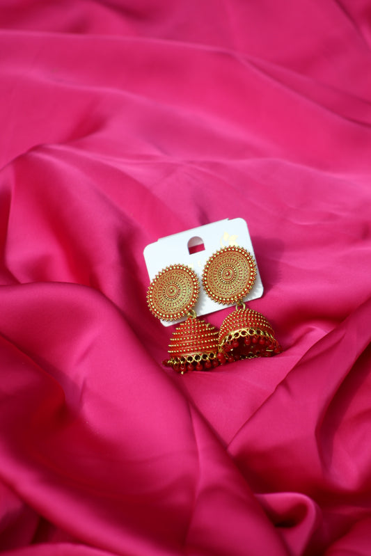 Ethenic Red Colour With Golden Touch  Jhumka