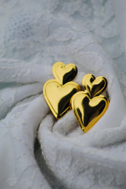 GOLDEN TWIN HEARTS EARRING