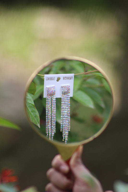 CLASSY PARTY WEAR SILVER LONG EARRINGS