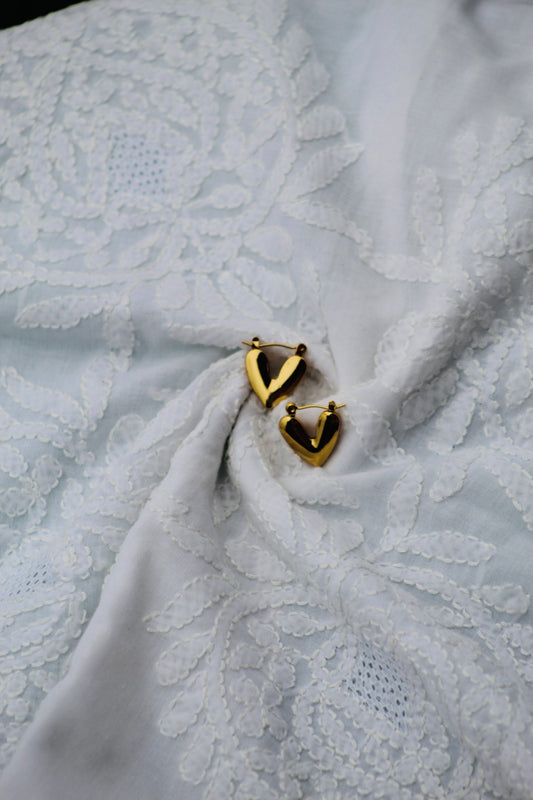 GOLDEN  STAINLESS HEART EARRINGS