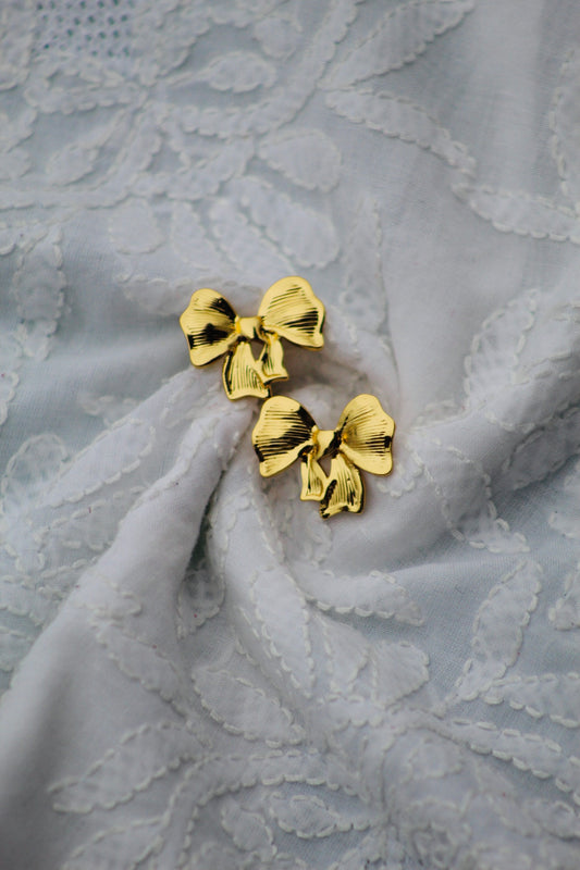 GOLDEN ANTI-TARNISH BOW EARRINGS