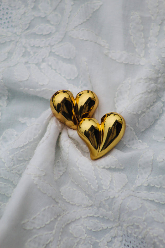 GOLDEN BIG STAINLESS HEART EARRINGS