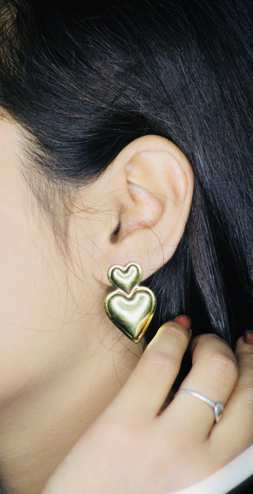 GOLDEN TWIN HEARTS EARRING