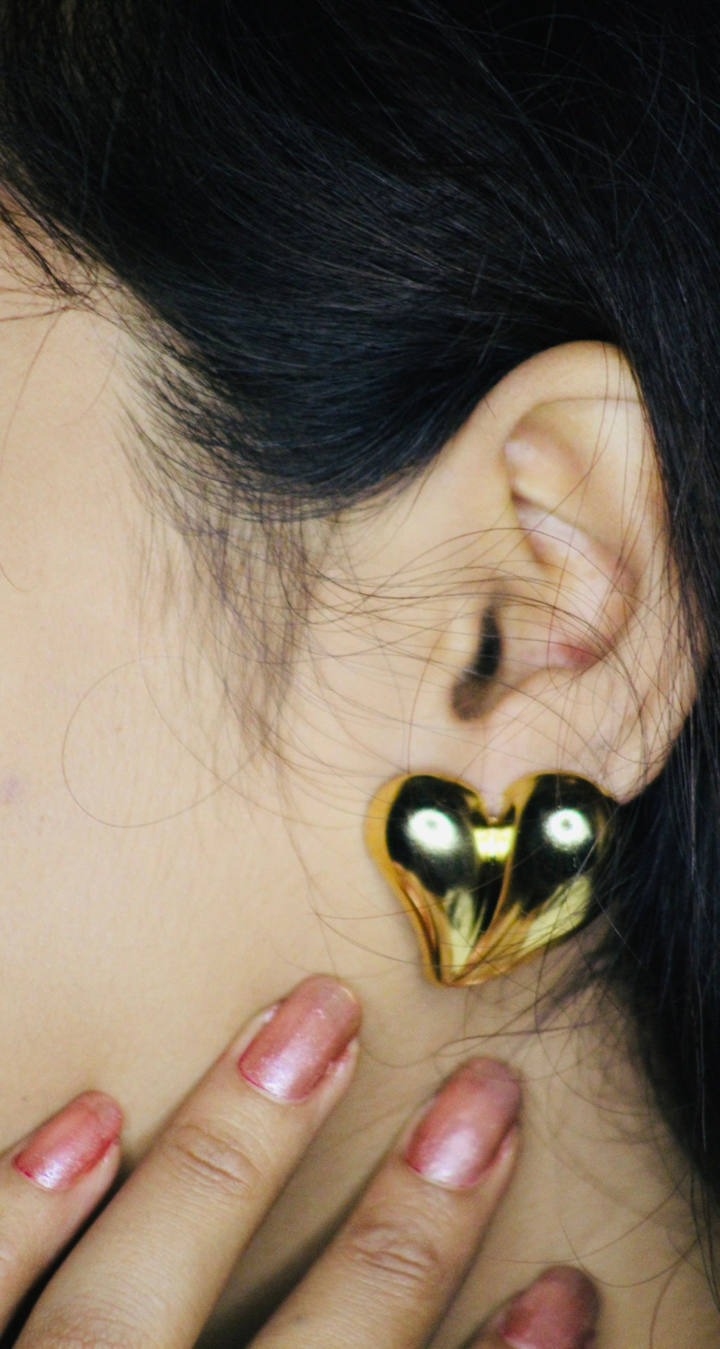 GOLDEN BIG STAINLESS HEART EARRINGS