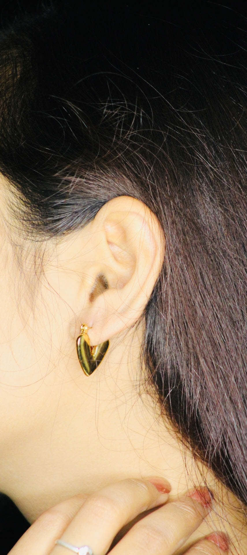 GOLDEN  STAINLESS HEART EARRINGS
