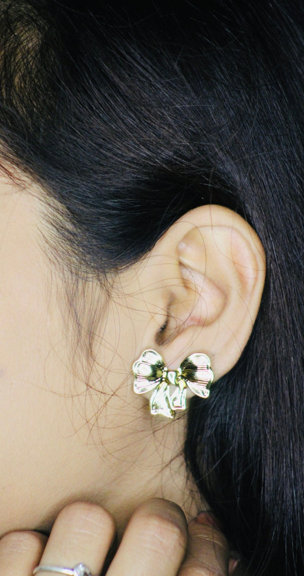 GOLDEN ANTI-TARNISH BOW EARRINGS