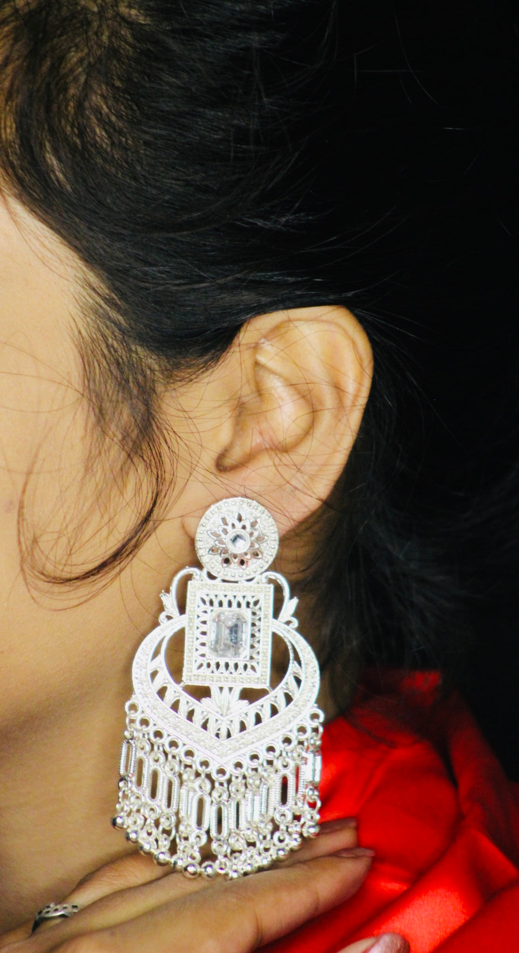 CHANDBALI SILVER JHUMKA