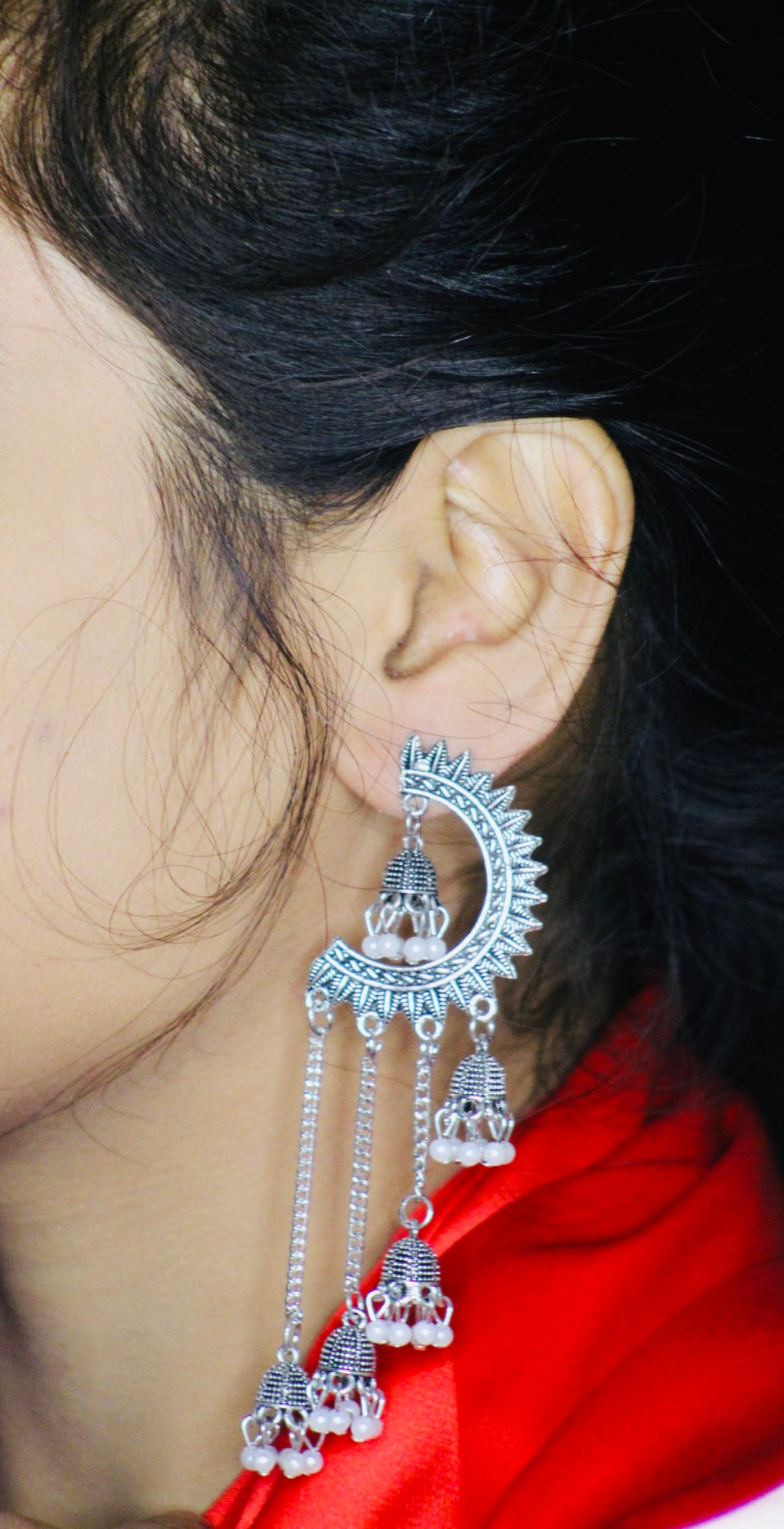 HANDCRAFTED EHTENIC OXIDIZED RARRINHS WITH MULTIPLE JHUMKAS