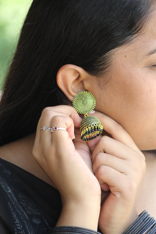 Midnight Spark Meenakari Jhumka