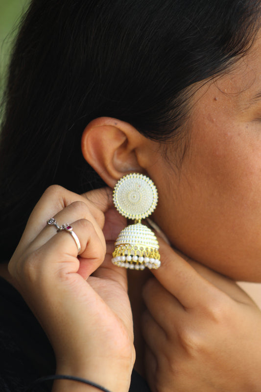 White Shine Jaipuri Jhumka