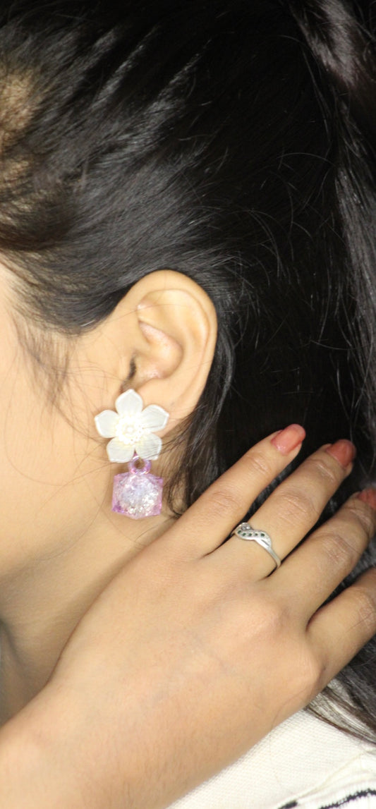 SPRING PETAL DANGLERS WITH PEARLS CENTRE