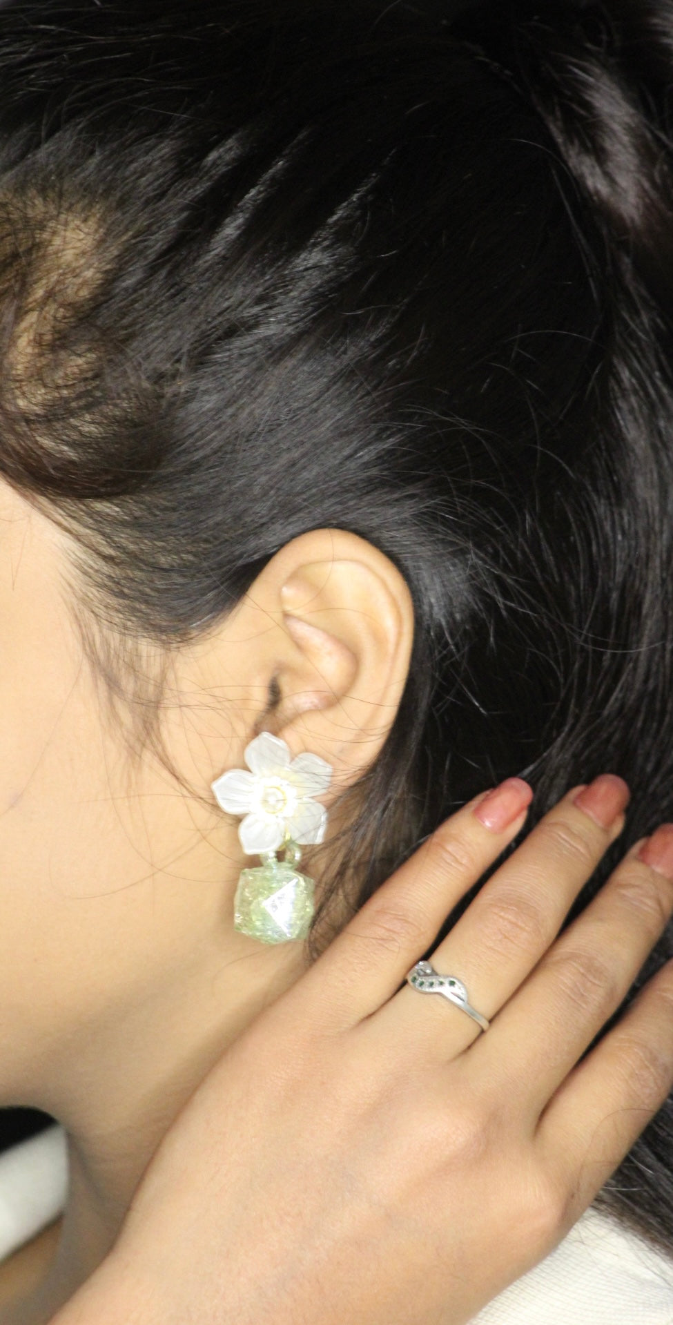 SPRING PETAL DANGLERS WITH PEARLS CENTRE