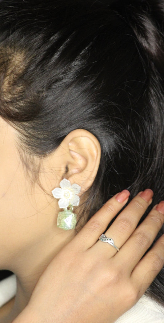 SPRING PETAL DANGLERS WITH PEARLS CENTRE