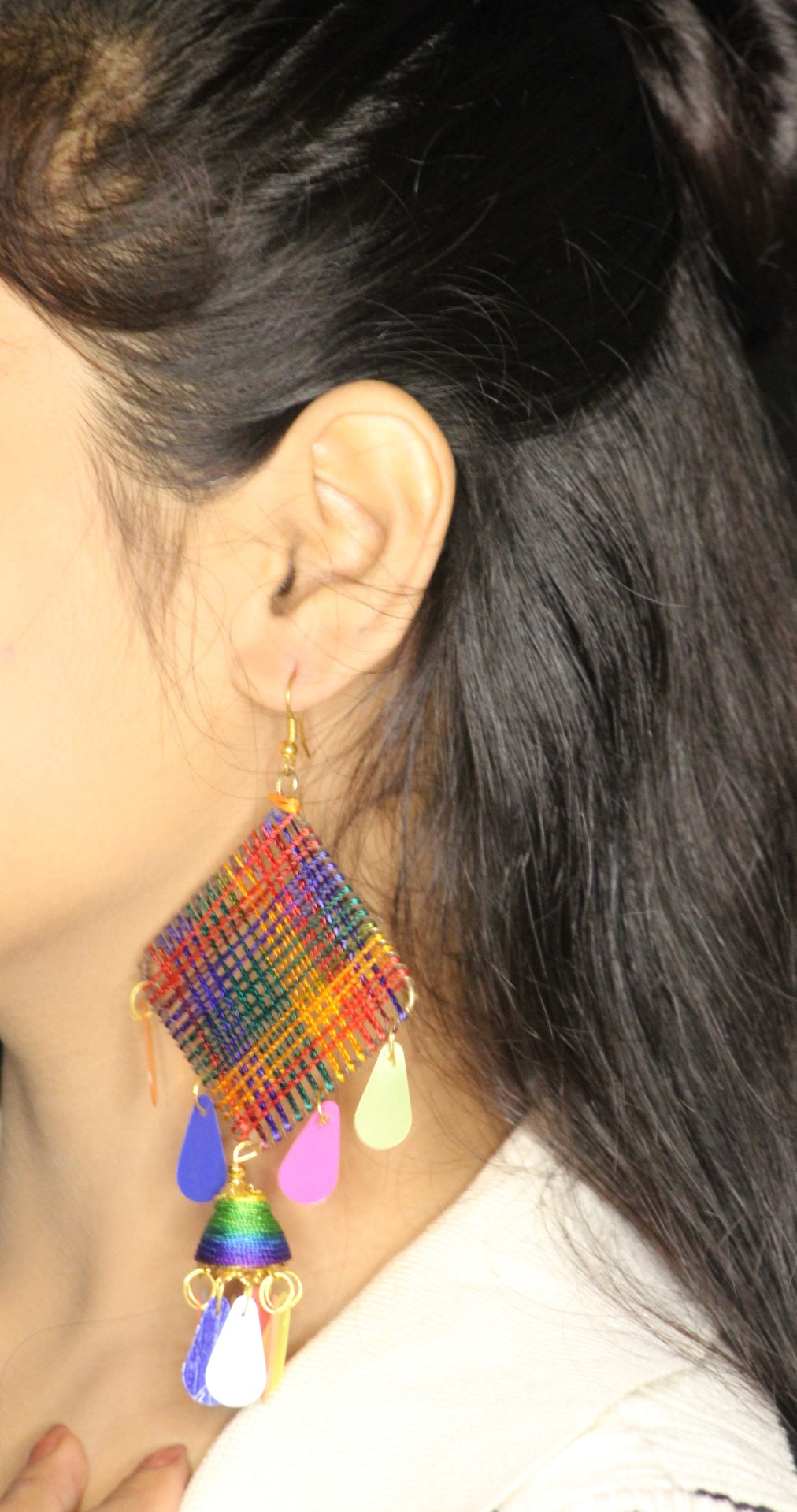 BOHO RAINBOW WOVEN DANGLER EARRINGS